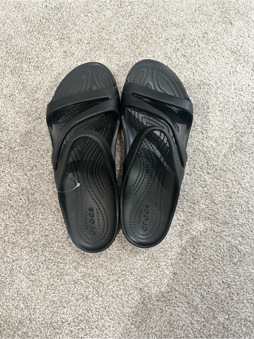 CROCS Black Strappy Slide Sandals